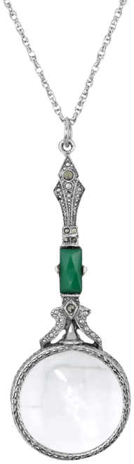 Silver Tone Brown and Hematite Magnifier 28" Necklace