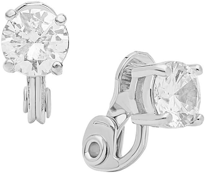 Crystal Solitaire E-z Comfort Clip-on Earrings