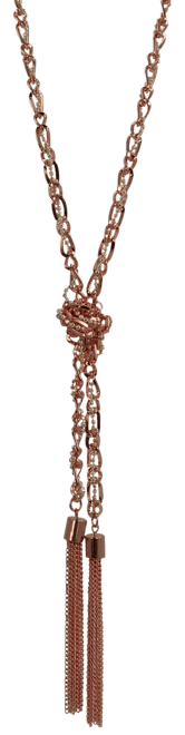 Two-Tone Long Knotted Tassel Lariat Necklace