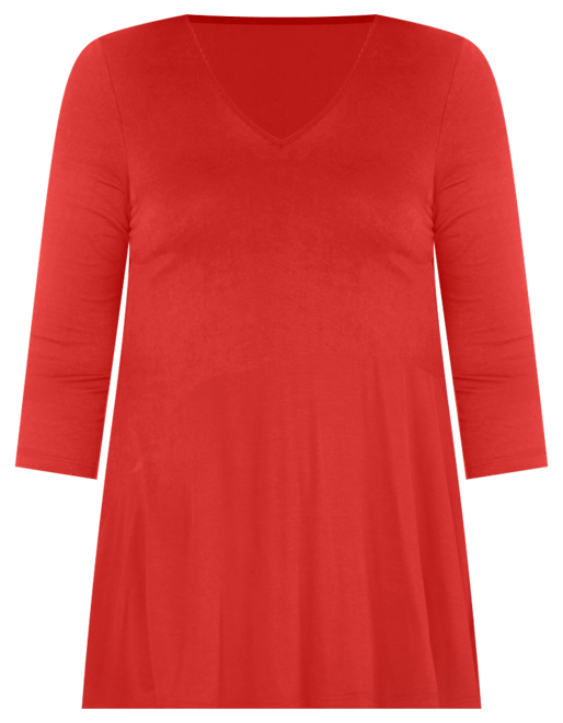 Plus Size 3/4 Sleeve V-Neck Tunic Top