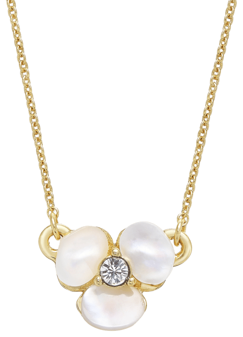 Gold-Tone Pave & Mother-of-Pearl Flower Pendant Necklace