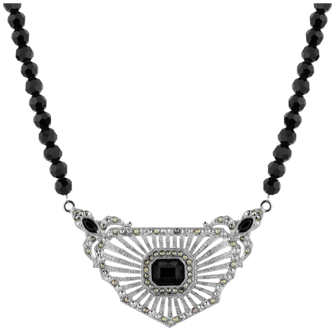 Crystal and Imitation Marcasite Collar Beaded Necklace