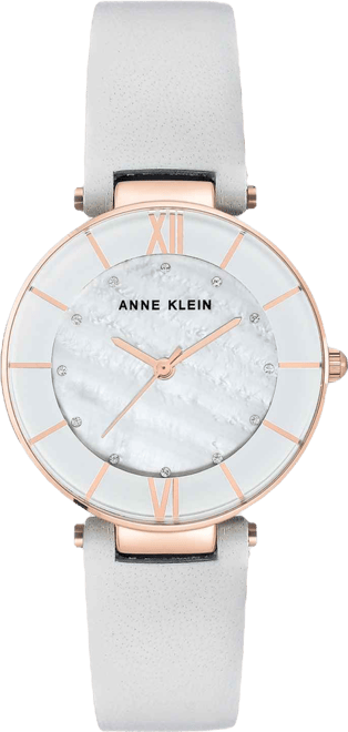 Women's Light Gray Leather Strap Watch 32mm