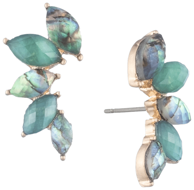 Gold-Tone Stone Climber Earrings