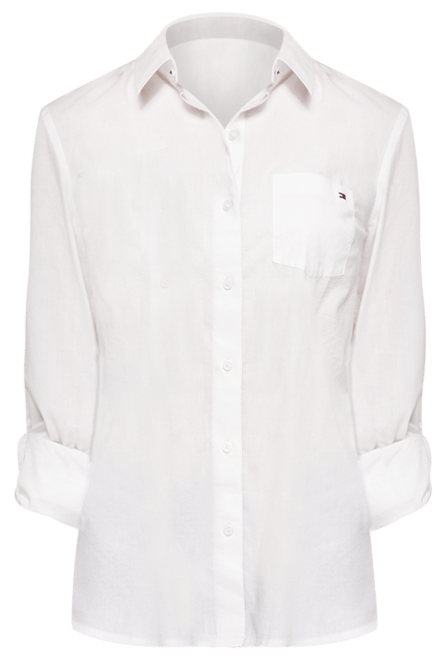 Tommy Hilfiger Shirt Button-Up Cotton Macy\'s - Roll-Tab Women\'s