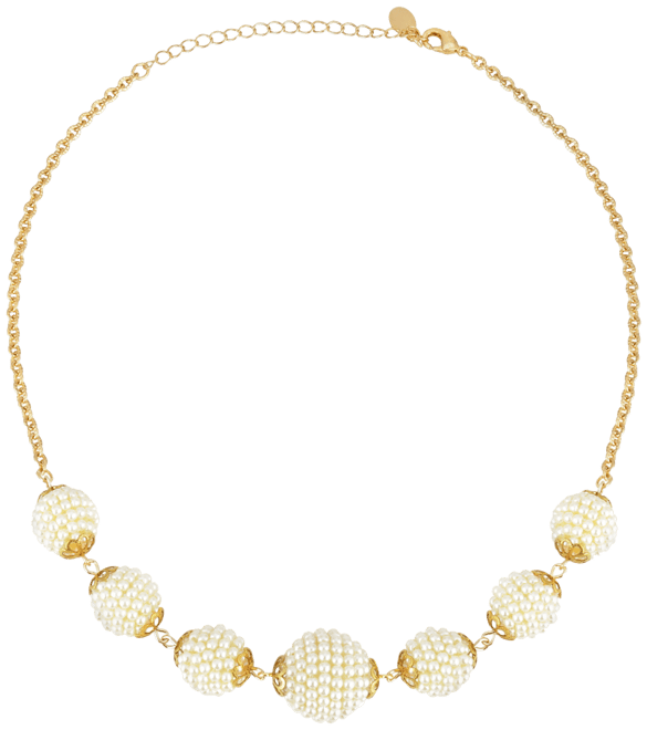 Gold-Tone Multi Round Faux Seeded Ball 16" Adjustable Necklace