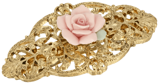 Women's Gold-Tone Porcelain Rose Hair Barrette