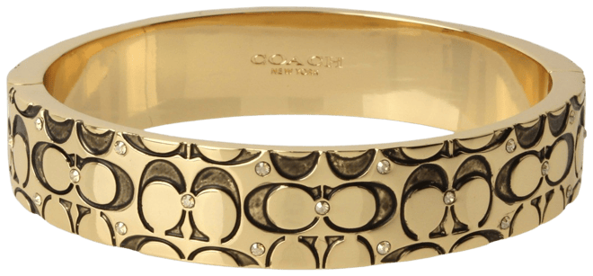 Quilted C Hinged Bangle Bracelet