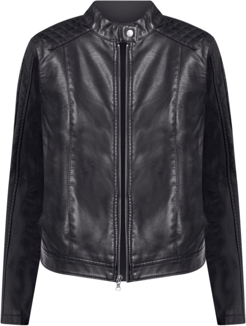 Plus Size Faux Leather Motocross Racer Jacket