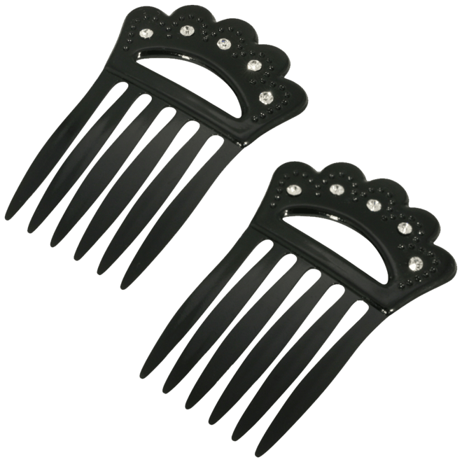 Women's Plastic with Clear Crystal Double Hair Comb