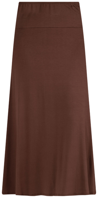 Women Elastic Waist Solid Color Maxi Skirt