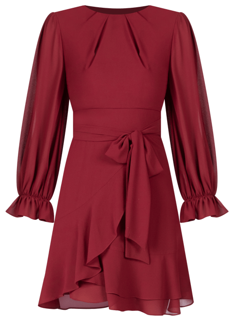 Juniors' Asymmetrical-Ruffle A-line Dress