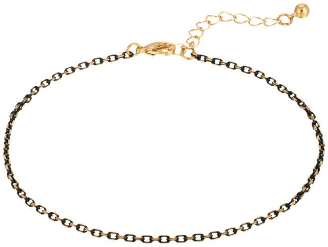 Women's Gold Black-Tone Chain Anklet