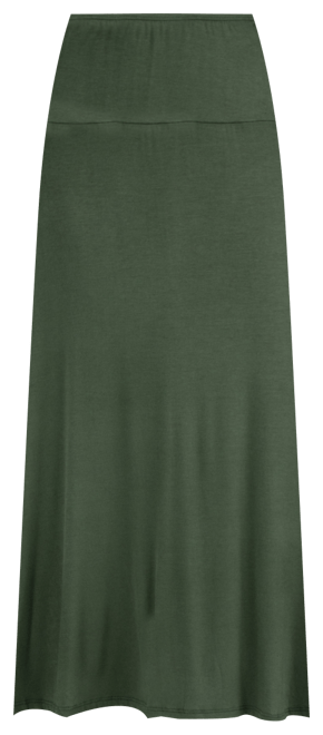 Women Elastic Waist Solid Color Maxi Skirt