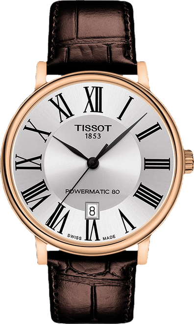 Men's Swiss Automatic Carson Premium Powermatic 80 Brown Leather Strap Watch 40mm