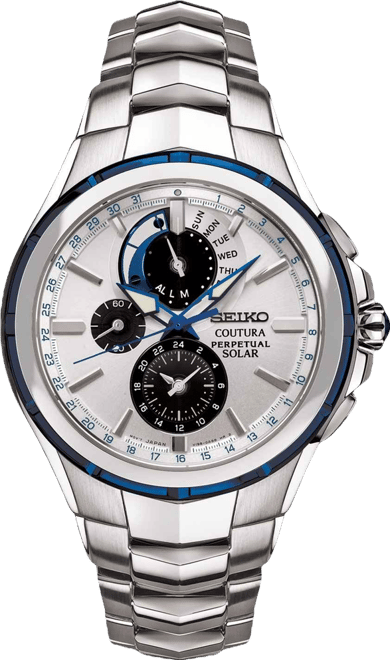 Men's Solar Coutura Chronograph Stainless Steel Bracelet Watch 44mm