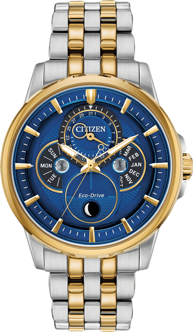 Eco-Drive Men's Calendrier Two-Tone Stainless Steel Bracelet Watch 44mm