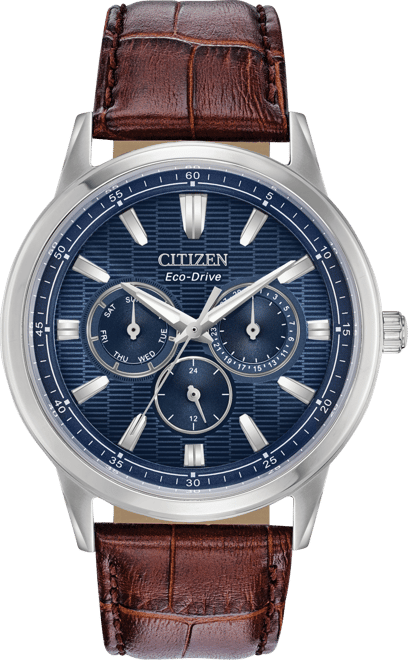 Eco-Drive Men's Corso Brown Leather Strap Watch 44mm