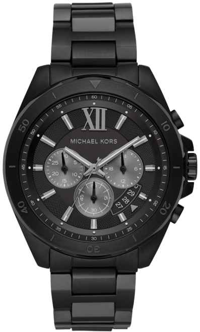Michael Kors Black Watch Men\'s - Stainless Macy\'s Chronograph 45mm Steel Brecken Bracelet