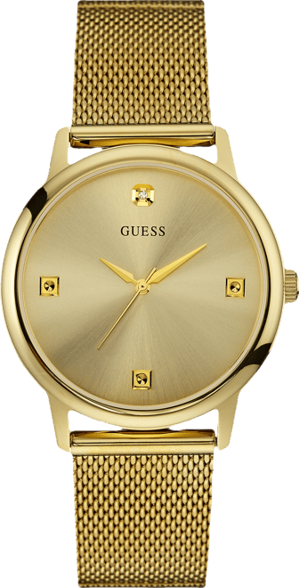 Men's Diamond Accent Gold-Tone Stainless Steel Mesh Bracelet Watch 40mm U0280G3