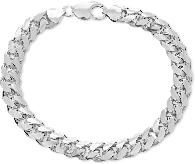 Men's Solid Cuban Link Chain Bracelet in Sterling Silver