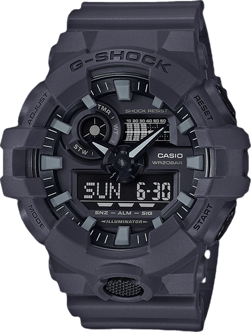 Men's Analog-Digital Dark Grey Resin Strap Watch 53mm