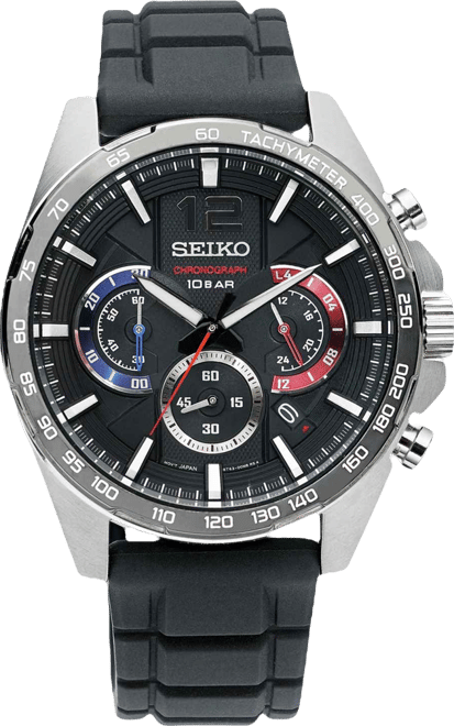 Men's Essentials Chronograph Black Silicone Strap Watch 43.9mm