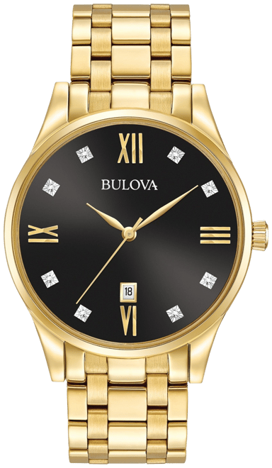 Bulova Men's Dress Diamond Accent Gold-Tone Stainless Steel