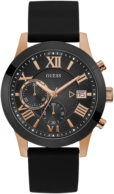 Men's Black Silicone Strap Watch 45mm