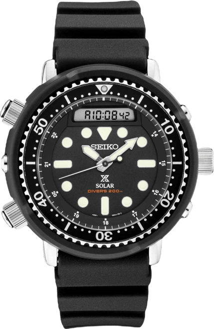 Men's Solar Analog-Digital Prospex Divers Black Silicone Strap Watch 47.8mm