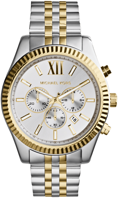 Michael Kors Men s Chronograph Lexington Two Tone Stainless Steel Watch 45mm MK8344 Macy s