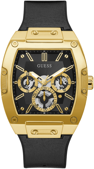 Men's Black Leather & Silicone Flex Strap Watch 43mm