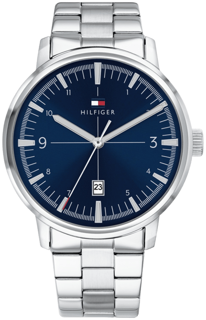 Tommy hilfiger round analog 2024 blue dial men's watch