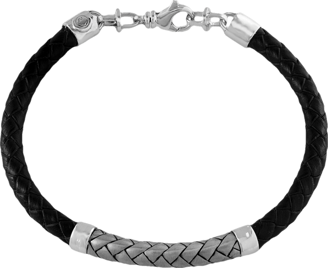 Effy Men's Woven Bracelet in Leather and Sterling Silver