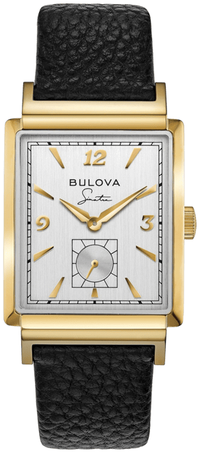 Men's Frank Sinatra My Way Black Leather Strap Watch 29.5 x 47mm