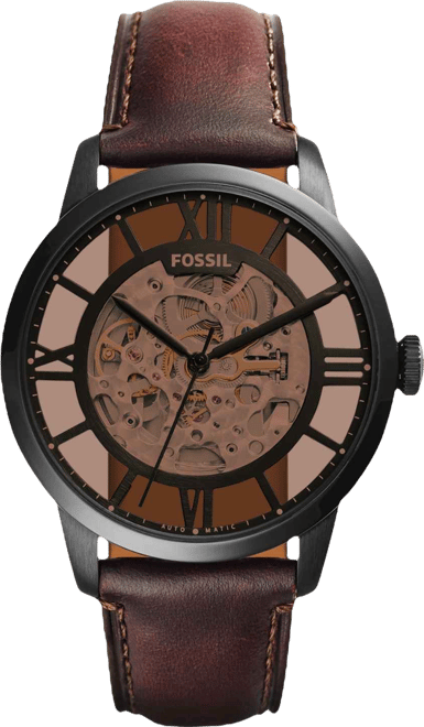 Men's Automatic Townsman Dark Brown Leather Strap Watch 44mm ME3098