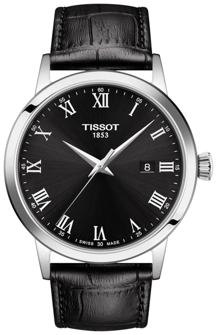 Men's Swiss Classic Dream Black Leather Strap Watch 42mm