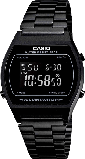 Men's Digital Vintage Black Stainless Steel Bracelet Watch 39x39mm B640WB-1BMV