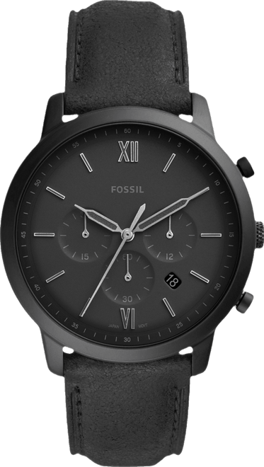 Men's Neutra Chronograph Black Leather Strap Watch 44mm