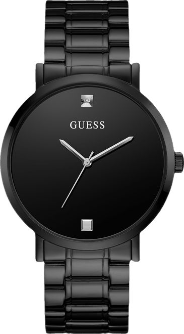 Men's Diamond-Accent Black Stainless Steel Bracelet Watch 44mm