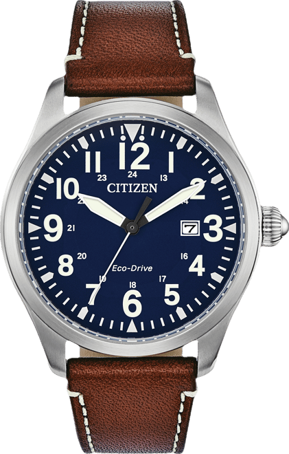 Citizen Eco-Drive Men's Chandler Brown Leather Strap Watch 42mm