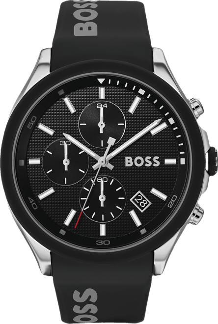 Men's Chronograph Velocity Black Silicone Strap Watch 45mm