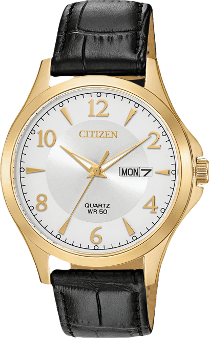 Men's Quartz Brown Leather Strap Watch 41mm