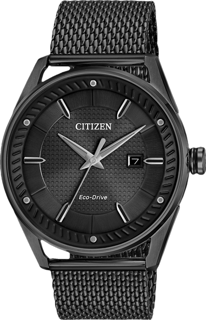 Men's Drive From  Eco-Drive Black Mesh Stainless Steel Bracelet Watch 42mm