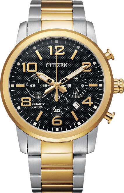 Men's Quartz Chronograph Two-Tone Stainless Steel Bracelet Watch 42mm