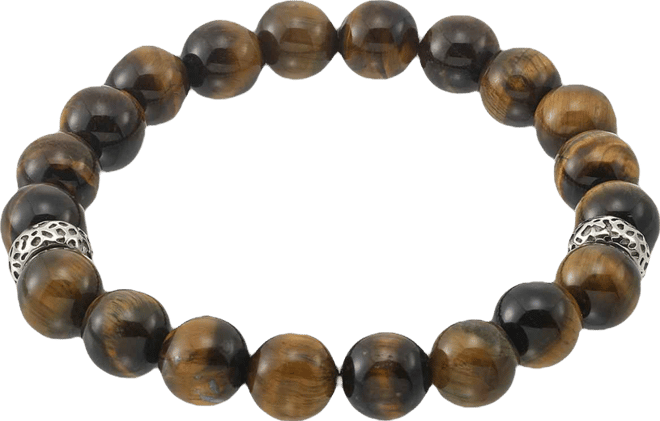 Smith Tiger's Eye (10mm) Stretch Bracelet in Stainless Steel