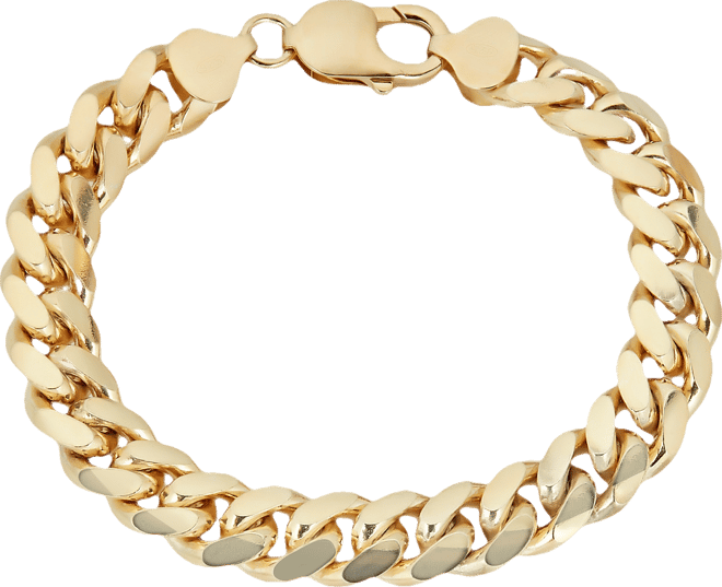 Men's Solid Cuban Link Bracelet in 14k Gold-Plated Sterling Silver