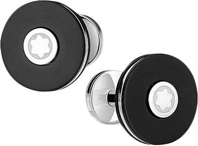 Men's Pix Stainless Steel & Black Resin Cuff Links