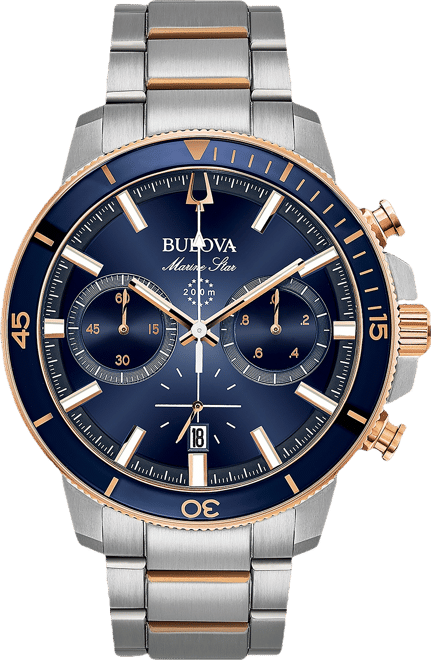 Men's Chronograph Marine Star Two-Tone Stainless Steel Bracelet Watch 45mm