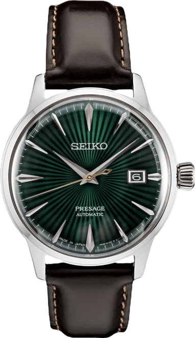 Seiko Men's Automatic Presage Brown Leather Strap Watch 40.5mm